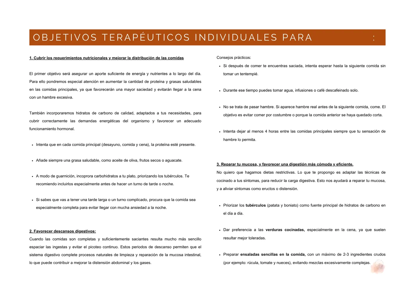 Objetivos terapéuticos individuales